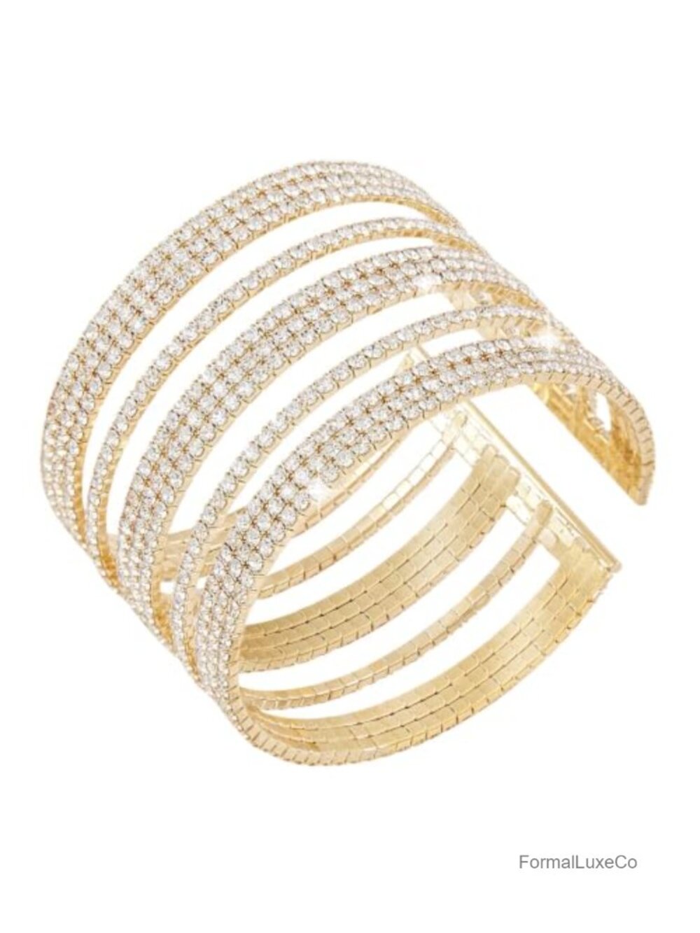 Crystal Rhinestone Cuff Bangle Bracelet Women Adjustable Open Cuff